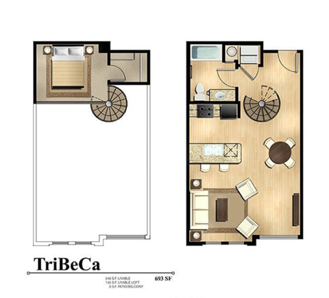TriBeCa Loft 1 bed 1 bath 693
